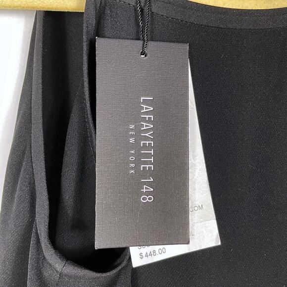 Lafayette 148 Taylor Tunic Black Silk Dress Asymmetrical Hem Sleeveless Sz S - Picture 7 of 11